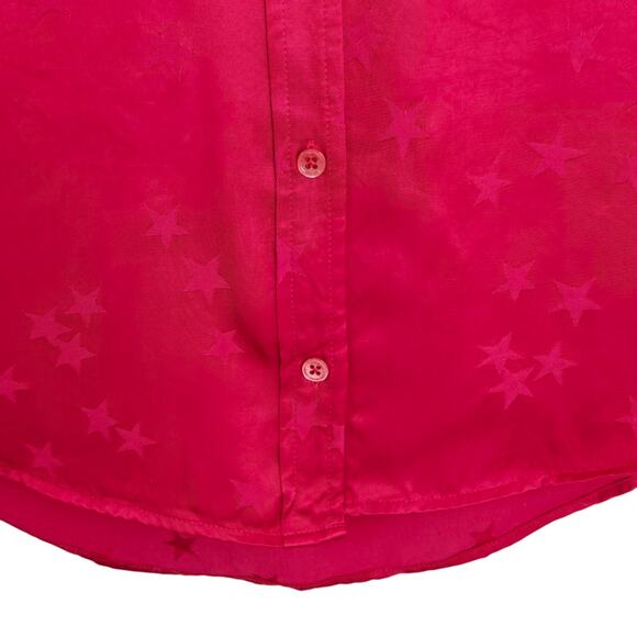 Equipment x Tabitha Simmons Star Print Satin Shirt Size XS Hot Pink Button Front - Picture 5 of 9